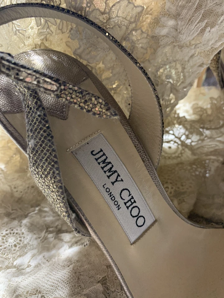 Shoes Jimmy Choo gold Lamee sling back  heels Size 39 - Image 2 of 4