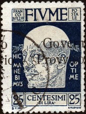 ✔️ FIUME 1921 25C SASSONE 153de variété d'erreur SPÉCIALITÉ RARE PAS DANS LE ...