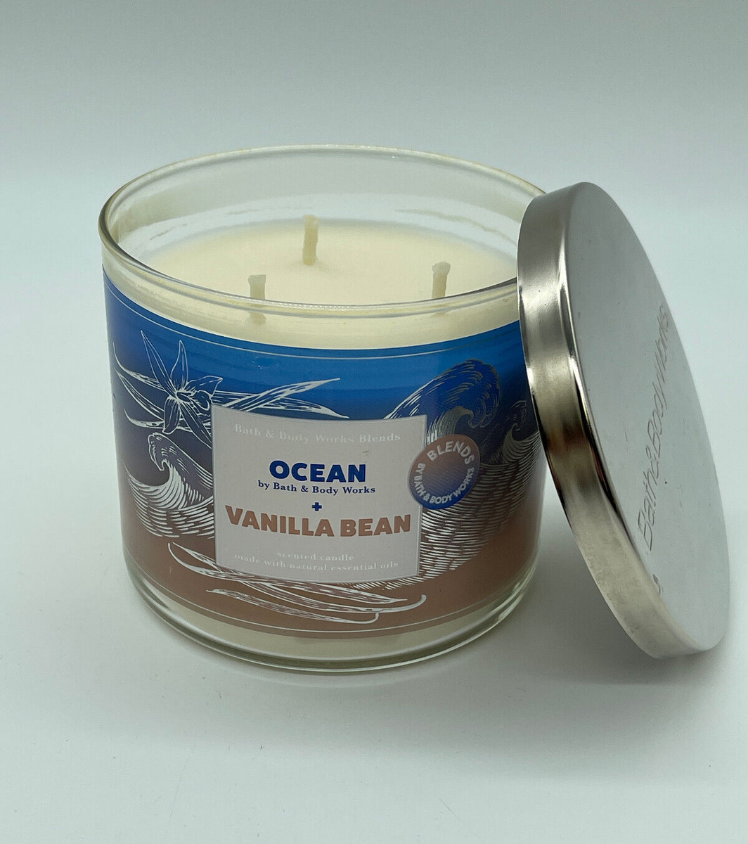 Bath Body Works Candle Large 3-Wick OCEAN VANILLA BEAN oz