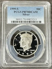 1999 S Silver Proof Kennedy Half Dollar PCGS PR70DCAM