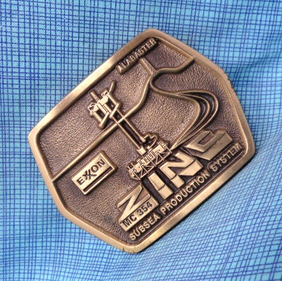Exxon Subsea Production Belt Buckle # LE Alabaster Zinc MC 354 Vtg 90s CC.QRT372
