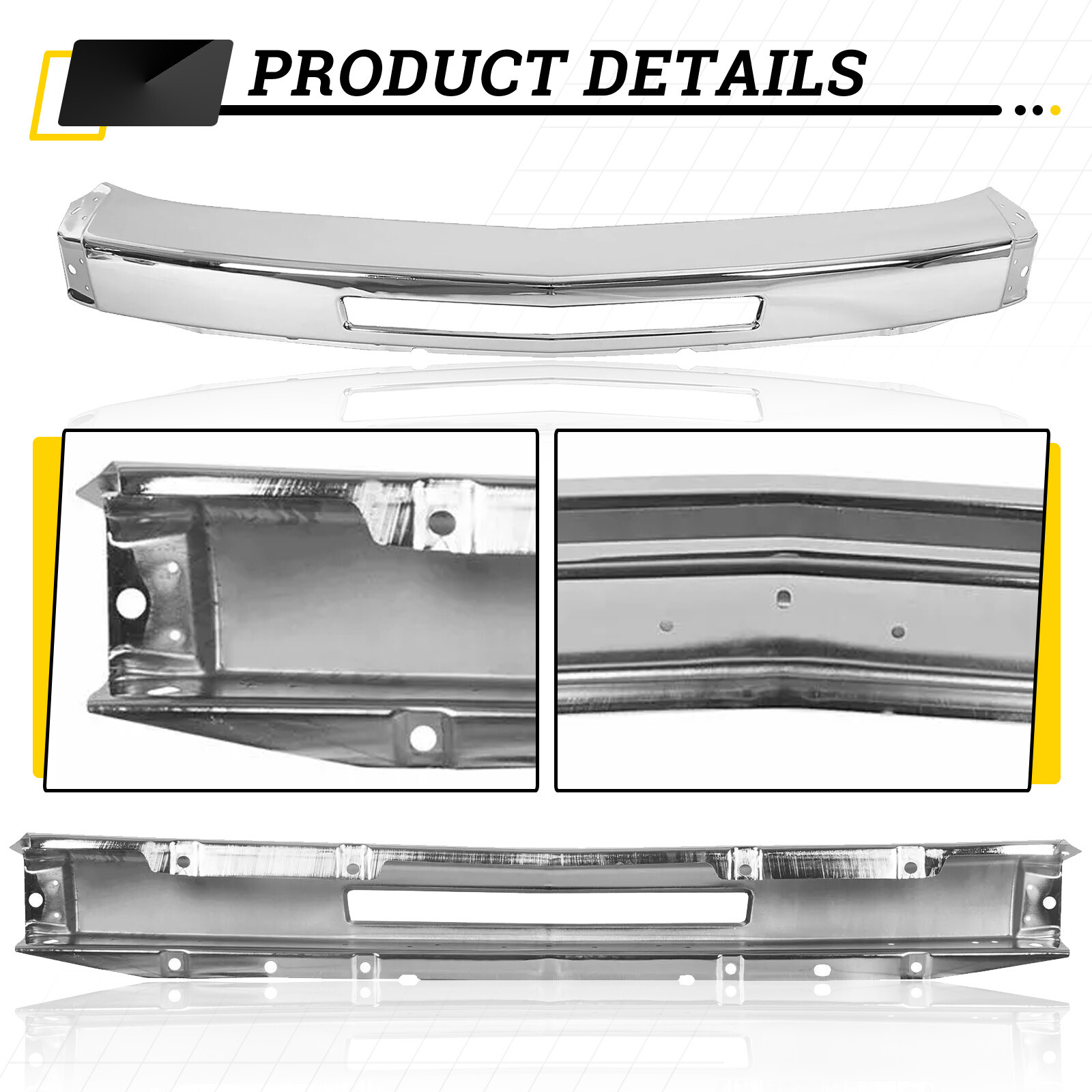 Front Bumper Impact Face Bar Chrome Steel Fit For 2007-2013 Chevy