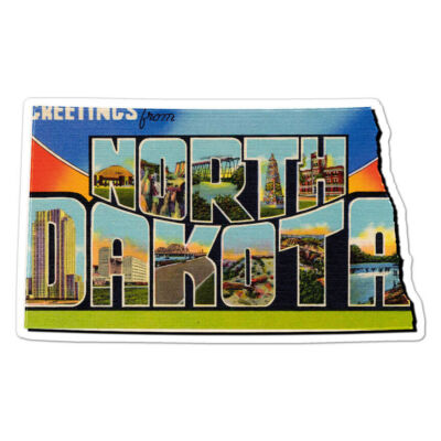 North Dakota Vintage Map Sticker Decal