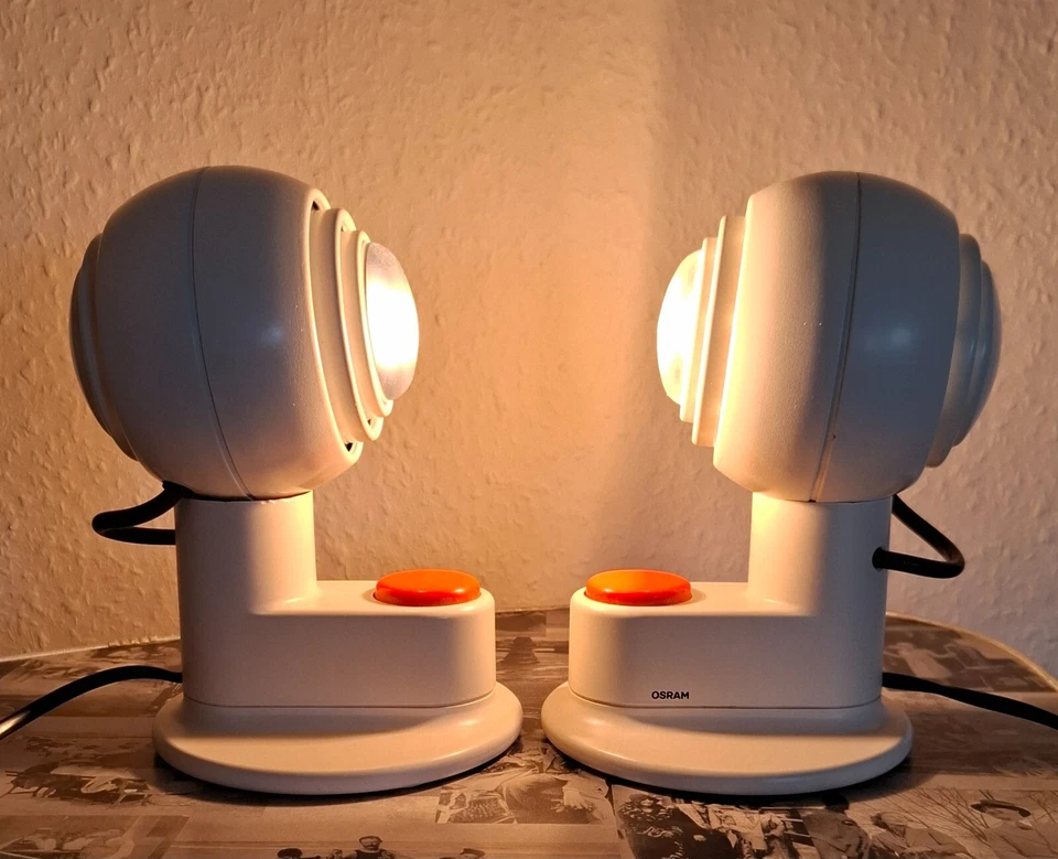 2er Osram KUGELLAMPE Concentra Agilo T 40, Schlagheck/Schultes Design, 70er Jahr