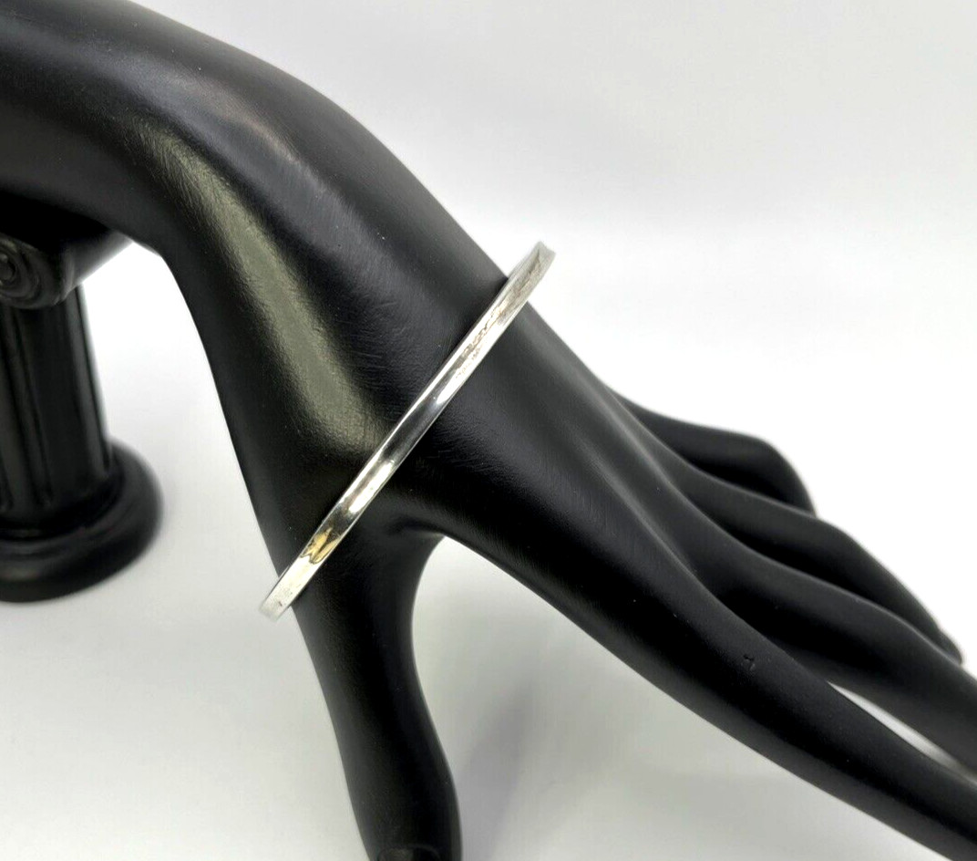 PETITE Solid Sterling Silver 925 Ribbed BANGLE BR… - image 3