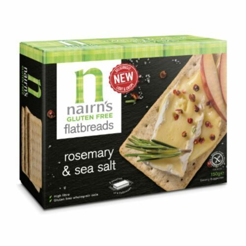 Nairns Gluten Free Flat Bread Rosemary & Sea Salt 150g-6 Pack - Picture 1 of 2