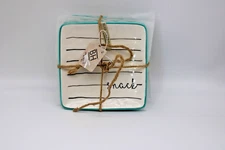 Blue STRIPED ORGANIC 4PC APP PLATES - Blue Harbor, 5 in