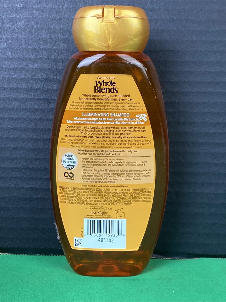2 PK Garnier Whole Blends Illuminating Shampoo w Moroccan Argan & Camellia Oils - Image 3 of 3