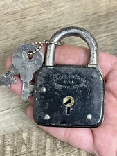 Vintage Antique Old Eagle Padlock Lock With Key