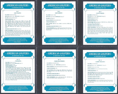 **BULK BUY 10 SETS** IMPERIAL PUBLISHING- AMERICAN GOLFERS (10x L20 CARDS) MINT - Picture 7 of 9