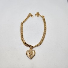 Initial Bracelet V Rose Gold Tone Heart With Letter Charm