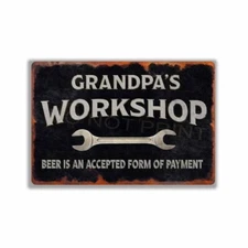 Personalized Grandpas Workshop Vintage Rustic Black CUSTOM METAL SIGN or DECAL
