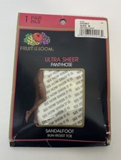 Vintage Fruit of the Loom Ultra Sheer Pantyhose sz B Ivory Sandalfoot - 1 pair