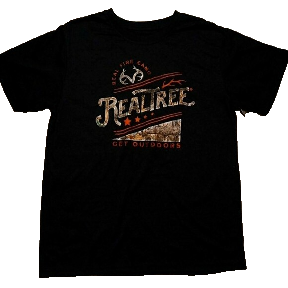 Realtree Camo Get Outdoors Hunting Camping T-Shirt Large Gray Short Sleeve New