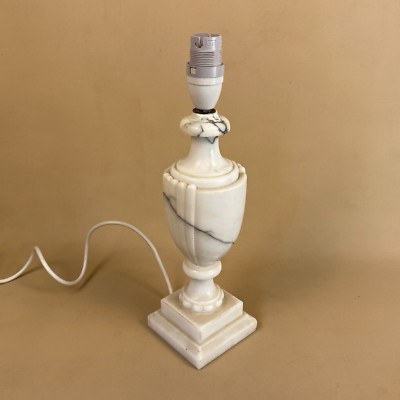 Antike Marmor Stein Lampe Leuchte Nachttisch Schreibtisch Vintage weiß grau marmoriert