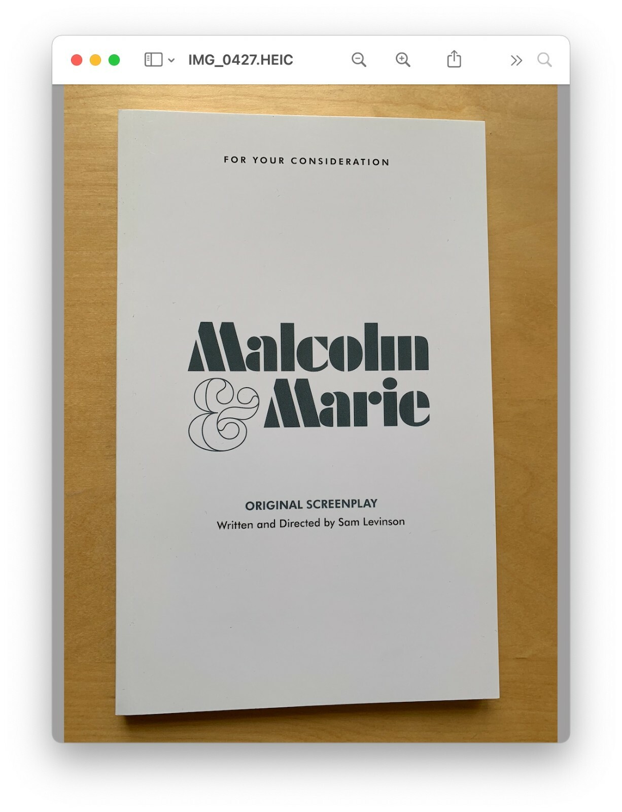 MALCOLM & MARIE - FYC Screenplay Script | eBay