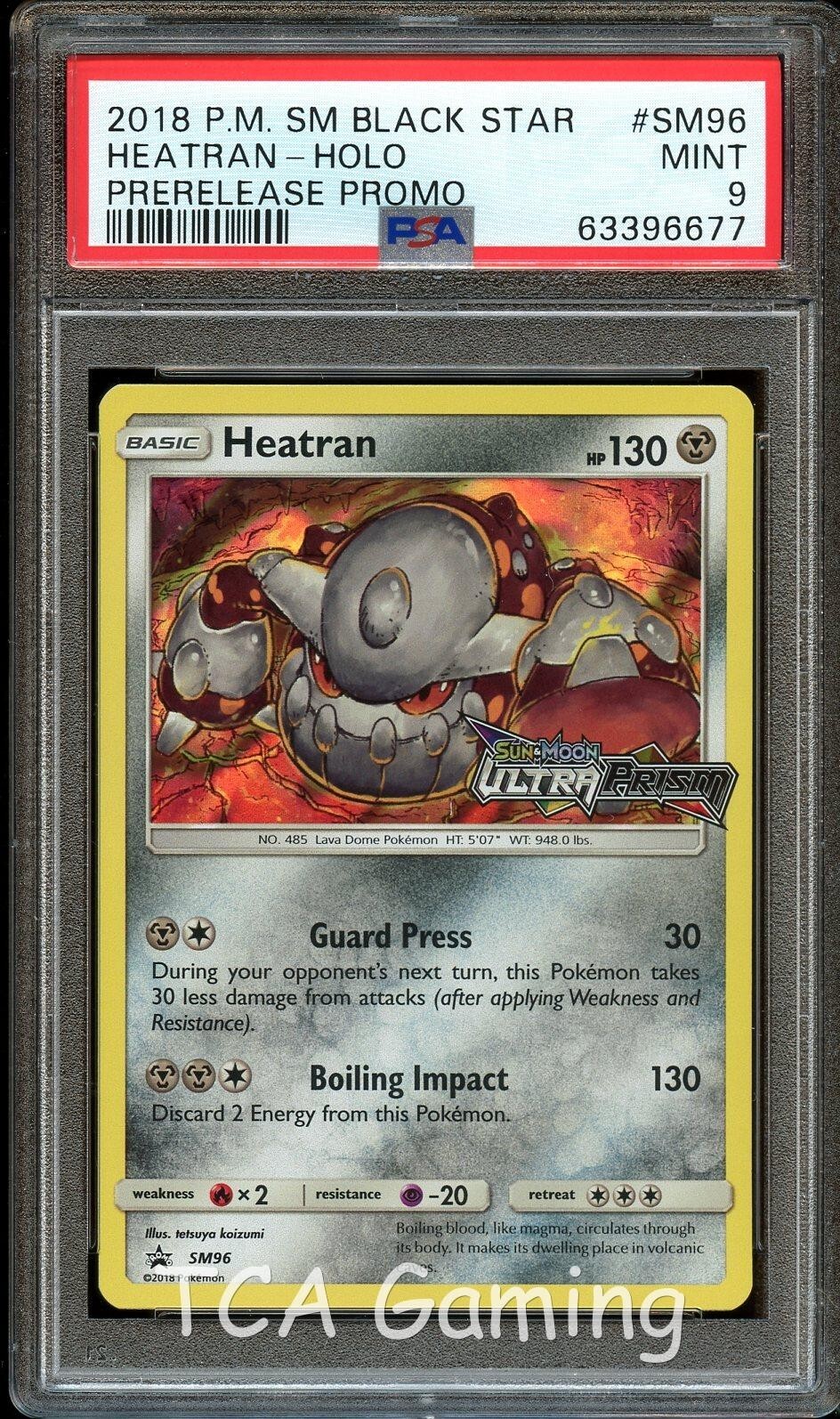 PSA 9 MINT Heatran SM96 PreRelease HOLO PROMO Pokemon Card 677