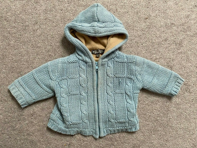 Baby Sweater 6 Month TOUT COMPTE FAIT Sweatshirt Hooded Blue Zipper LINED