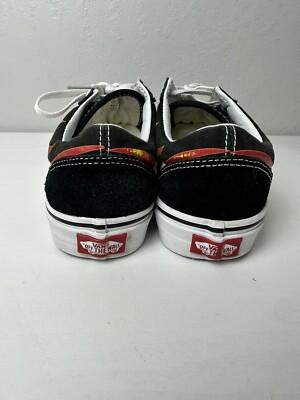 VANS Old Skool Flame Fire Shoes Sneaker Men 6 Women 7.5 Black