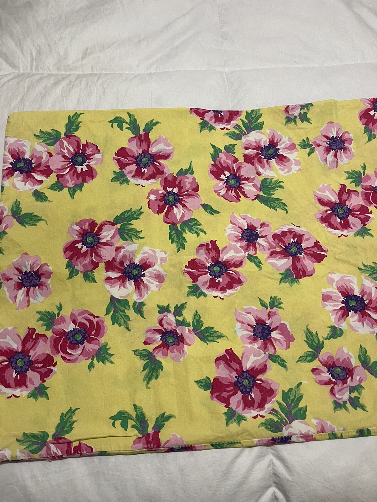Ralph Lauren Pillowcase KING Chelsea Floral Hibiscus Yellow Purple Pink