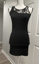 Poetry Mini Dress Clubwear Lace Stretch Sexi Bodycone Black S