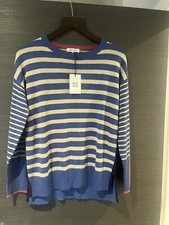Image of White Stuff Olive Jumper Blue Stripe Sweater Long sleeve Size UK 8 BNWT