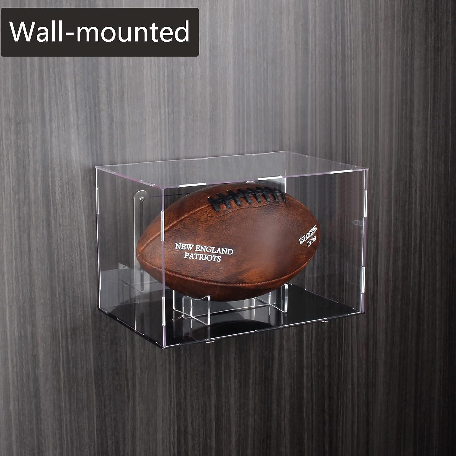 Clear Football Display Box Case with Steel Brackets Hanger Removable ...