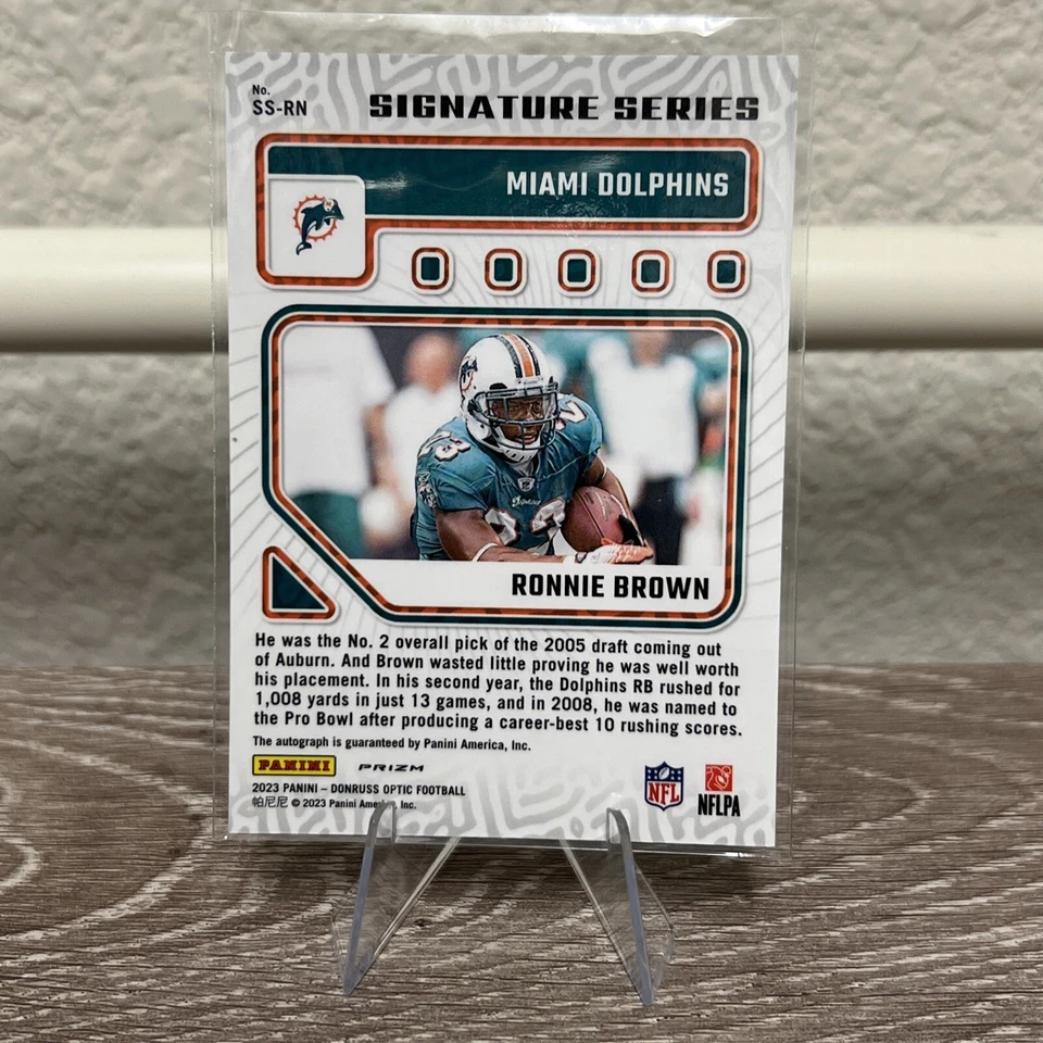 RONNIE BROWN 2023 Panini Donruss Optic Signature Series Silver Prizm DOLPHINS - Image 2 of 2