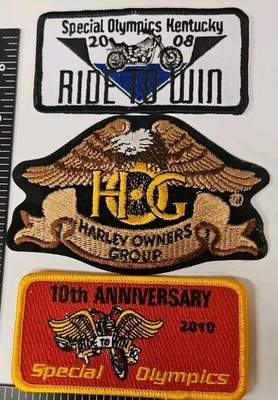 SPECIAL OLYMPICS 2008 & 2010 PATCH & HARLEY HOG PATCH ALL 3 ARE BRAND NEW