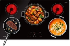 36 Inch Electric Cooktop,  9000W Radiant Electric Hob with 5 Burners, 240V Built