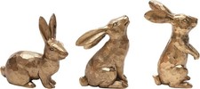 Stunning Golden Polyresin Bunny Decor - 3-Piece Set for Indoor/Outdoor Joy