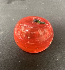 Vintage Art Glass Red Apple Paperweight Controlled Bubbles Ground Bottom