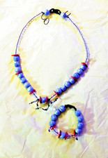 Handcrafted Faux Finish Beaded Bracelet Necklace Set