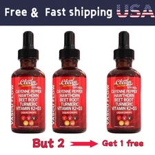 3Pack Cayenne Pepper Hawthorn Beet Root Turmeric Vitamin K2+D3 Liquid Drops