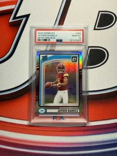 JAYDEN DANIELS 2024 DONRUSS OPTIC OREVIEW HOLO PSA 10 WASHINGTON COMMANDERS