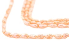 Orange Vintage Japanese Rice Pearl Beads 3mm Oval 16 Inch Strand