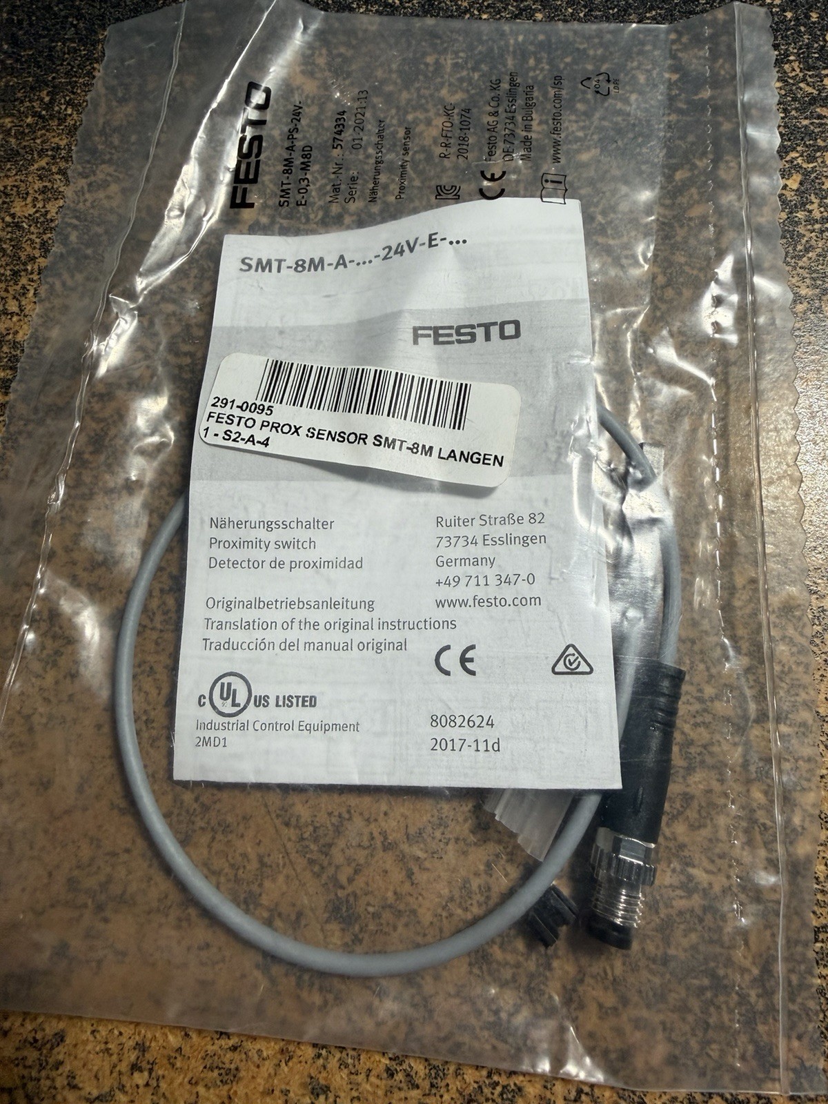 Festo SMT-8M-A-PS-24V-E-0,3-M8D Proximity Sensor-New in Bag