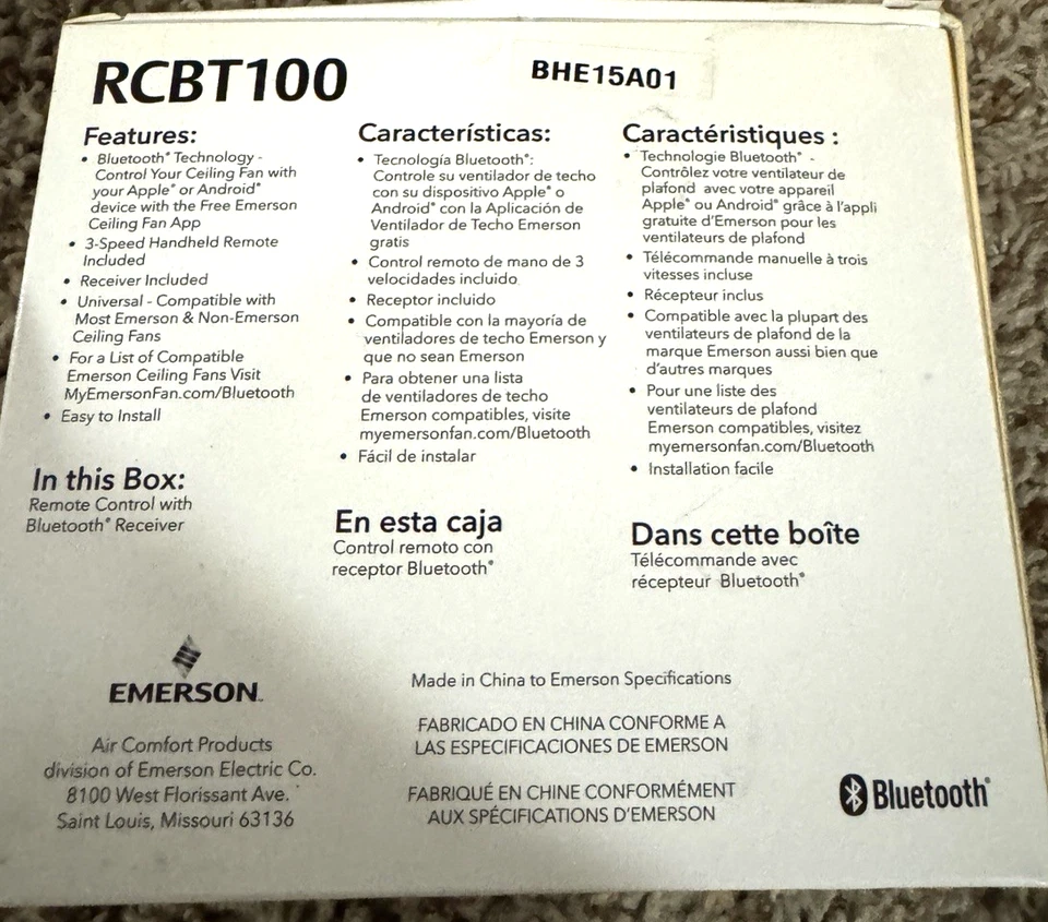 Brand New Emerson RCBT100 Bluetooth Ceiling Fan Control with App - Image 3 of 3