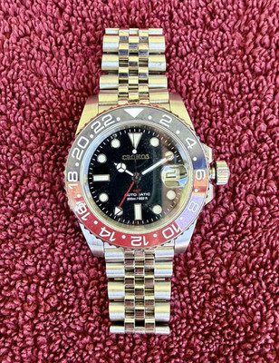 Cronos NH34 GMT Automatic 40mm Pepsi Black Dial Jubilee Bracelet Full Kit