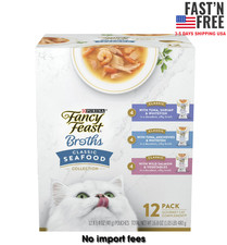 Purina Fancy Feast Broths Wet Cat Food, Seafood Collection, 1.4 oz 12 Pack