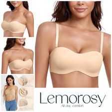 Lemorosy Bandeau Bra 38B Strapless Non Padded Underwired Multiway Convertible