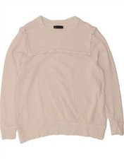 MARKS SPENCER Womens Sweatshirt Jumper UK 14 Medium Off White Cotton DK09