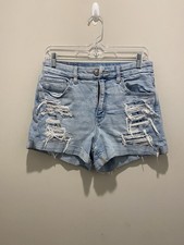American Eagle Curvy Mom Distressed Denim Shorts Light Blue Women's Size 6 EUC