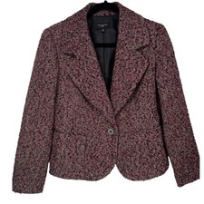 Talbots Womens Textured Tweed One Button Blazer Jacket Size 10P Old Money Career