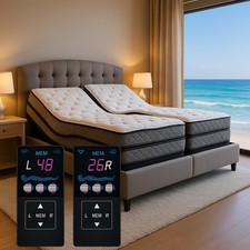 14" Split Cal King 50 Number Sleep Air Bed + Adjustable Bed Lumber Base