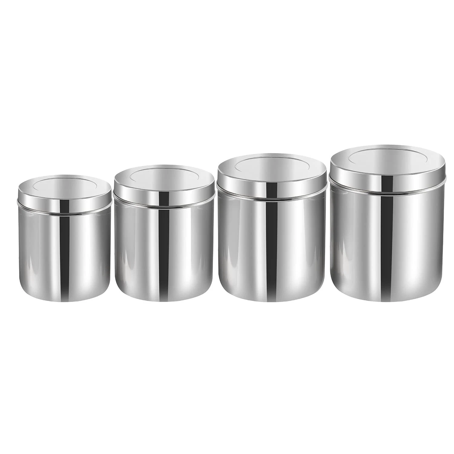 Vinod Kraft Stainless Steel Deep Vertical Ubha Container Set of 4 with Lids