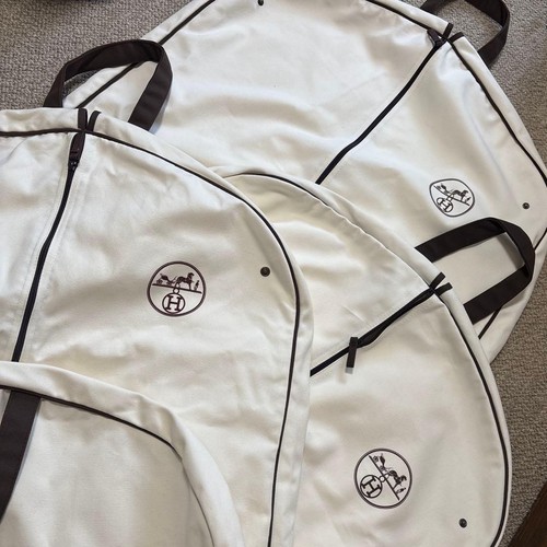 Set of 3- Hermes Garment Bag Case Cover Canvas White Authentic