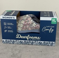 Dearfoams  Cozy Clog  Slippers Women  s Memory Foam Slip-On Blue Floral Size XL