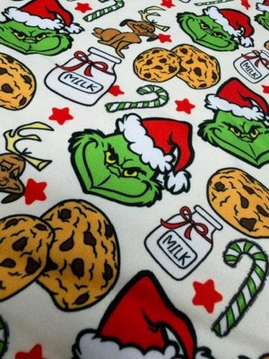 Mean Green Christmas Monster DBP Fabric by the Yard   Milk and Cookies Holiday D