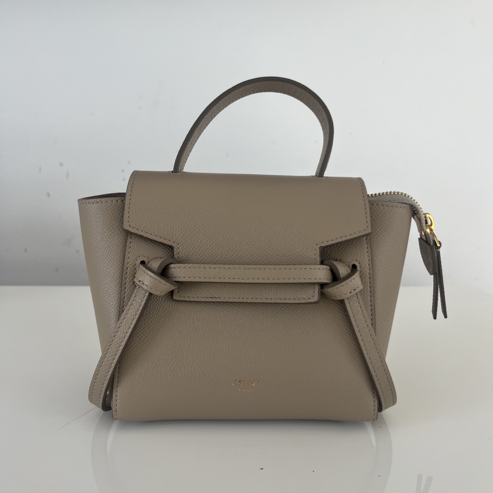 Celine Beige Belt Bag Textured Leather Pico Size